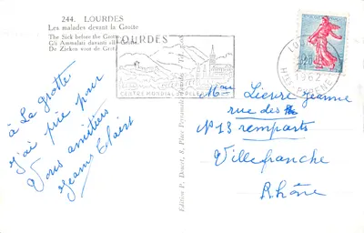 LOURDES — 病人朝圣者在洞穴前 — Edlux 出版 — 背面