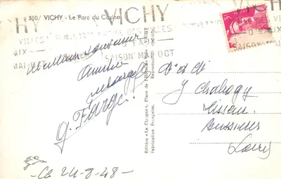 Vichy — Park Kasyna — Wydawnictwo La Cléogne, Vichy — Rewers