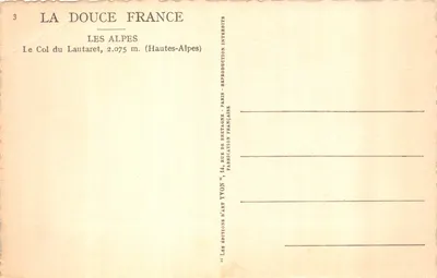 Les Alpes — Le Col du Lautaret, 2.075 m. — Éditions d'Art Yvon, Paris — 뒷면