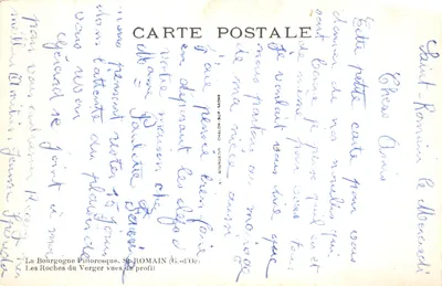 Les Roches du Verger vues de profil — Saint-Romain (Côte-d'Or) — éditeur Aris — Verso