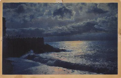 Côte de Nice — vue nocturne avec falaise et vagues — éditeur A.D.I.A. Nice, n° 1229 bis