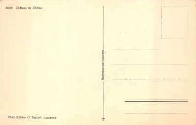 シャイヨン城 — 湖と森の風景 — 出版元 O. Sartori, ラウザン、No. 8306 — 裏面