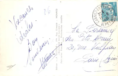 Cannes — Le Port et le Cap de la Croisette vus du Mont Chevalier — LA CIGOGNE — Verso