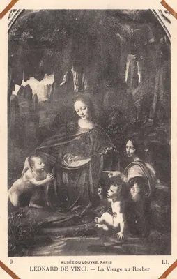 La Vierge au Rocher — tableau de Léonard de Vinci — Musée du Louvre, Paris — éditeur AUX MUSÉES D'EUROPE