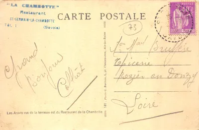 La Chambotte (Savoie) — taras z widokiem na Aravis — wydawca Photo G. Barrois, nr 141 — Rewers