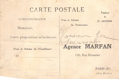 Place de la Bourse — Bourse des Valeurs — Agence MARFAN — 裏面