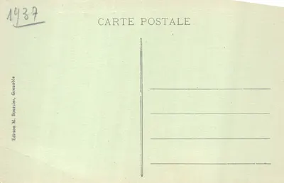 Dauphiné - Le Mont Aiguille (alt. 2097 m.) vu de la Ligne de La Mure — Édition M. Bourcier, Grenoble — Verso