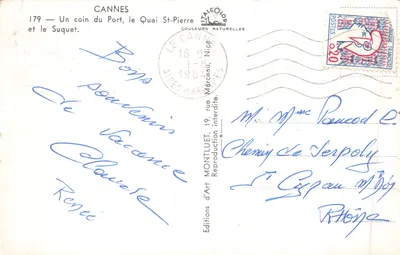 Cannes — Le Quai St-Pierre et le Suquet — Éditions d'Art Montluet, n°179 — 뒷면