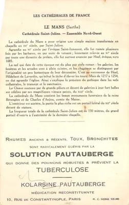 Le Mans (Sarthe) — Cathédrale Saint-Julien (Ensemble Nord-Ouest) — Imprimée par Solution Paultauberge, 5e Série — Verso