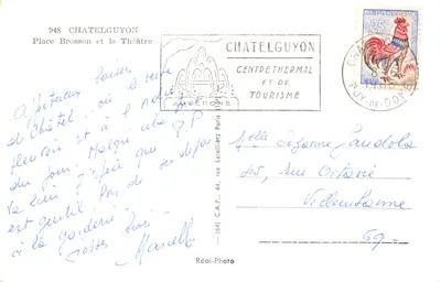 Place Brosson et le Théâtre — Châtelguyon (Aveyron) — éditeur C.A.P. — n° 948 — 背面
