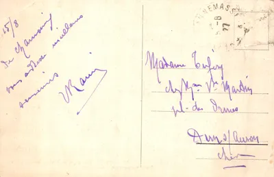 Chamonix (wys. 1050 m) i łańcuch Aiguilles — Charnaux br. & Co., Genewa, nr 7053 — Rewers