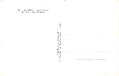Anneyce (Haute-Savoie) — Le Pont des Amours — Éditions J. Cellard, Lyon — 뒷면