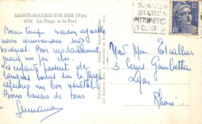 Sainte-Maxime-sur-Mer — La Plage et le Port — Éditions Manuél, Nice — Verso
