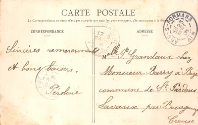 Église d'Ars — vue de l'édifice avec ses dômes et son clocher — Librairie du Centre, Chambion, édit., Rue Nationale, 189, Villefranche-sur-Saône — Verso