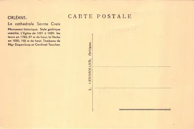 Orléans — La Cathédrale Sainte-Croix — éditeur L. Enormand, Orléans — Verso