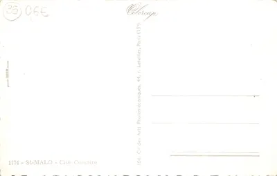 St Malo - Cité Corsaire — Esplanade St-Vincent, Bassin des Yachts, Quai de Dinan, Courriers Anglais — éditeur Cie des Arts Photomécaniques, 44, r. Letellier, Paris — Verso