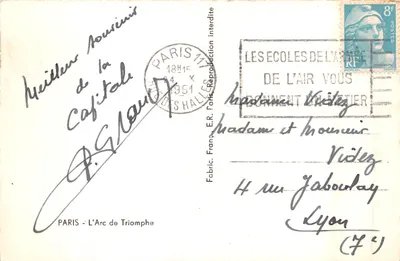 Paris - L'Arc de Triomphe — éditeur Fabric. E.R. Paris — 뒷면