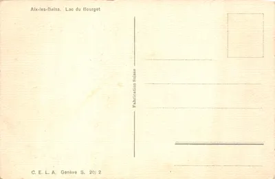 Lac du Bourget — vue du lac avec château et montagnes — C.E.L.A. Genève — Verso