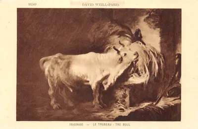 Le Taureau — reproduction de l'œuvre de Fragonard — éditeur David Weill-Paris n° 16589