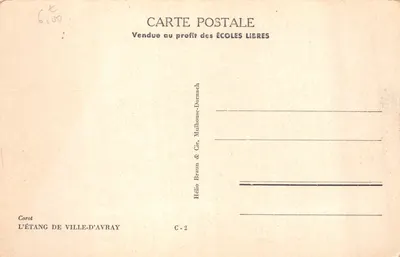 L'ÉTANG DE VILLE-D'AVRAY — scène de pêcheur dans un lac entouré de forêt — éditeur Hélio Braun & Cie, Mulhouse-Dornach, n° C-2 — 뒷면