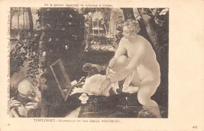 Susanne et les deux vieillards — Tintoret — Héliotypie et édition J. Löwy, Vienne, n° 432