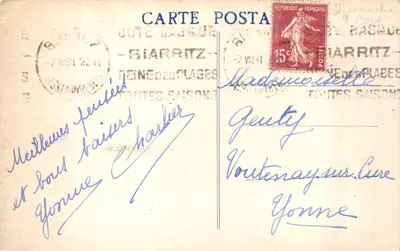 Biarritz — Rocher dit « La Loge de Théâtre » — éditeur Jugand, n°63 — 뒷면
