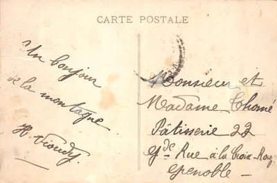 Lac de la Muzelle — paysage alpin avec lac et montagnes enneigées — Édition Oldoux, Grenoble — 뒷면