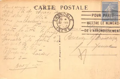 Grenoble — Le Pont Contard, l'Isère et le Moucherotte — Éditeur Héliogravure A. Molliard, n° 10.503 — Verso