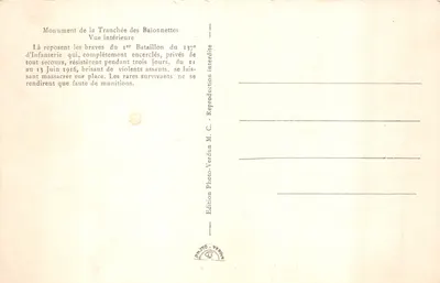 Douaumont — La Tranchée des Baïonnettes — Monument de la Tranchée des Baïonnettes — Verso