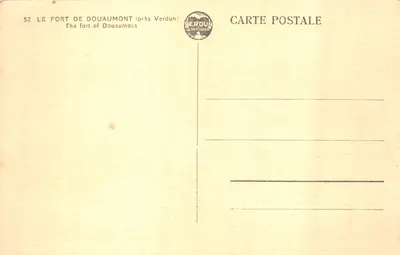 Fort Douaumont — widok z murów i odwiedzających — wydawca VERDUN ÉDITIONS, nr 52 — Rewers