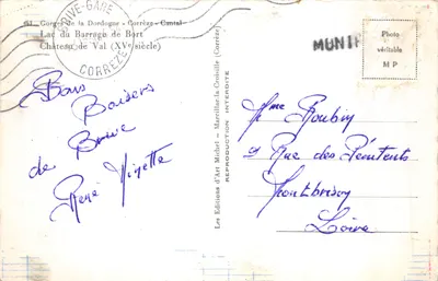 Château de Val — Lac du Barrage de Bort — Éditeur Michel — Verso