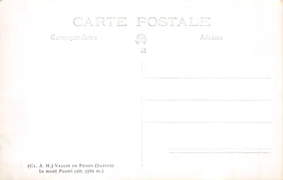 Góra Pourri — widok panoramiczny z śniegiem — (Cl. A. M.) Dolina Peisey (Savoie) — Rewers