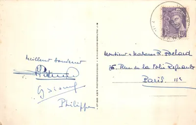 La Pointe St-Mathieu — effets de vagues, phare sur rochers — éditeur C° DES ARTS PHOTOMECHANIQUES - STRASBOURG-SCHILTIGHEIM, n°12 — Verso