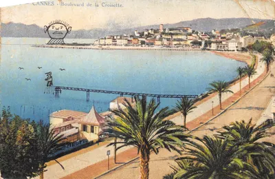 CANNES - Boulevard de la Croisette — vue du port avec quai et palmiers, éditeur inconnu
