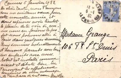 CANNES — Ogólny widok z Kalifornii — Wydawnictwo Dauphins de France — Rewers