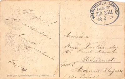 Straßburg i. E. — Dwa mosty na Rzecze i Kehl — wydawca Félix Lüib, Straßburg i. E — Rewers
