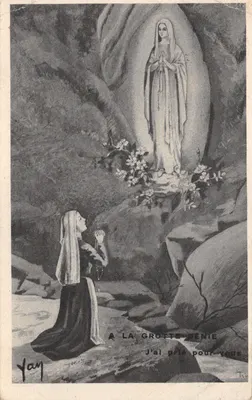 La Grotte de Lourdes — apparition de la Vierge à Bernadette Soubirous — édition E. Quinault