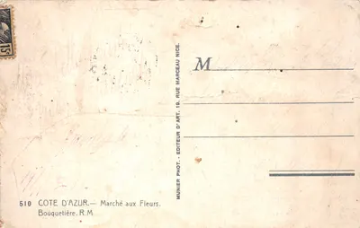 Femme au bouquet de fleurs — Exposition Coloniale 1931 — Munier, Nice — Verso