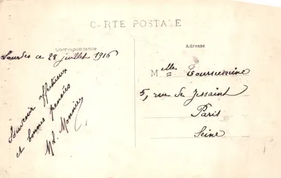 Grottes de Lourdes — L'Obélisque — éditeur Lourdes — Verso