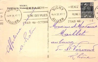 Château de Vichy — Pavillon de Madame de Ségignac — éditeur Ollierges — 뒷면