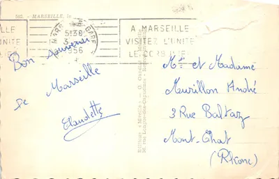Marseille — Souvenir de Marseille — Éditeur Mireille — Verso