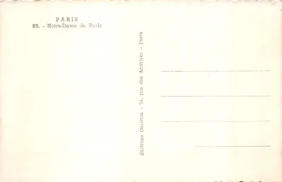 Notre-Dame de Paris — vue de la façade et du clocher — éditeur Chantal — 뒷면