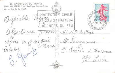 Basilique Notre-Dame de la Garde — vue nocturne — éditeur Le Carrefour du Monde, n° 1166 — Verso