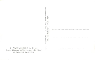 Vals-les-Bains — Półkolisty pawilon źródła św. Jana — Spółka Sztuki Fotomechanicznej — Rewers