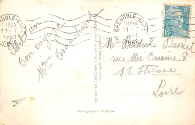 Grenoble - L'Isère - Le Téléférique — éditeur LA CICOGNE, n° 169 — Verso