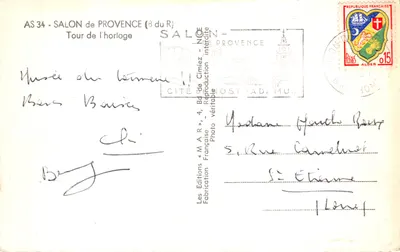 Salon de Provence — Tour de l'horloge — Éditions M.A.R. (AS 34) — Verso
