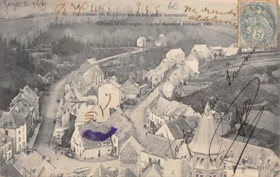 Rochefort et les deux tournants — panorama du circuit d'Auvergne, Coupe Gordon Bennett 1905 — éditeur T. Hémondelle, Paris