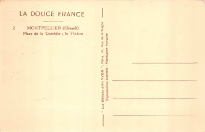 Montpellier — Place de la Comédie ; le Théâtre — Éditeur YVON — 뒷면