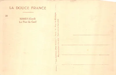 Pont du Gard — aqueduc romain sur le Gard — éditeur Les Éditions d'Art YV'ORD, n°20 — 뒷면