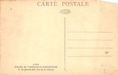 Église de l'Immaculée-Conception — Lyon, vue de la tribune dans la grande nef — Verso